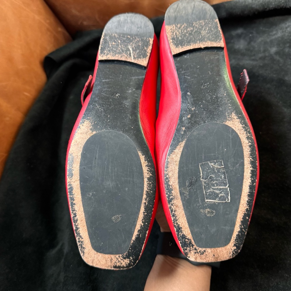 COS Pleated red Leather Mary-Jane ballet flat shoes - Picture 13 of 17